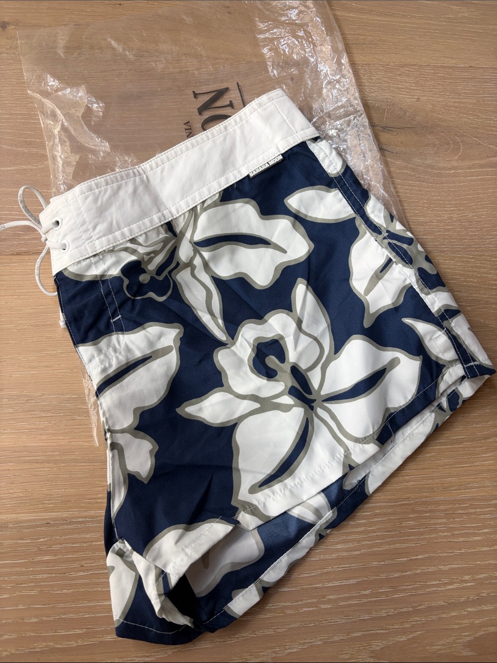 Navy & White Floral Bermuda Swim Shorts